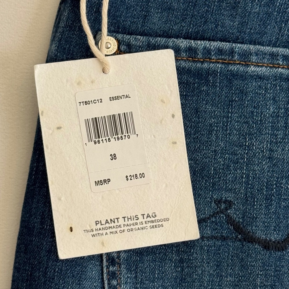 NWT 7 For All Mankind Slimmy Straight Jeans Mens 38 Medium wash Blue Essential - Picture 9 of 10